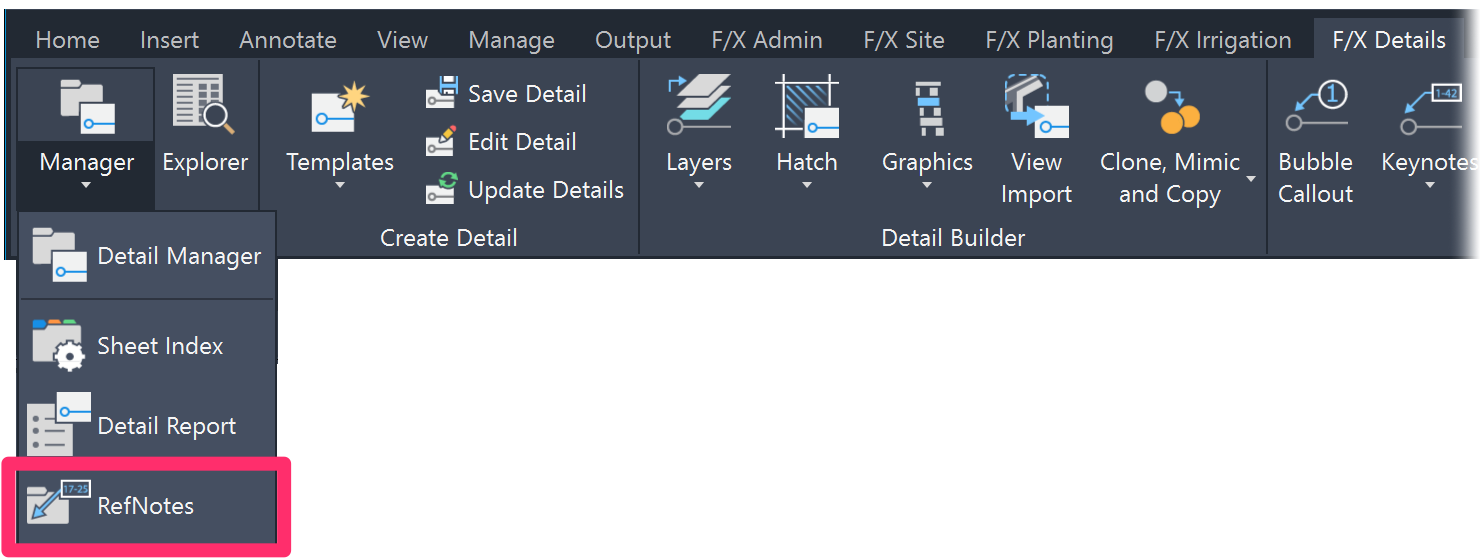 F/X Details ribbon, RefNotes flyout