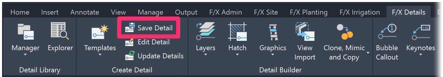 F/X Details ribbon, Save Detail button