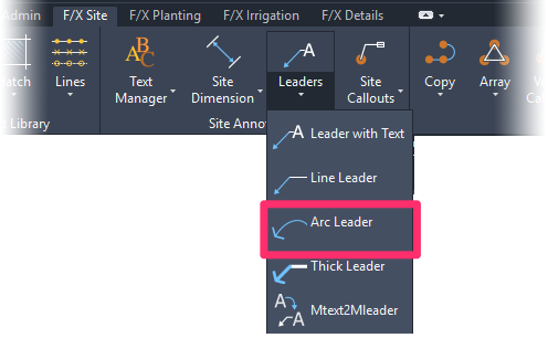 F/X Site ribbon, Arc Leader flyout