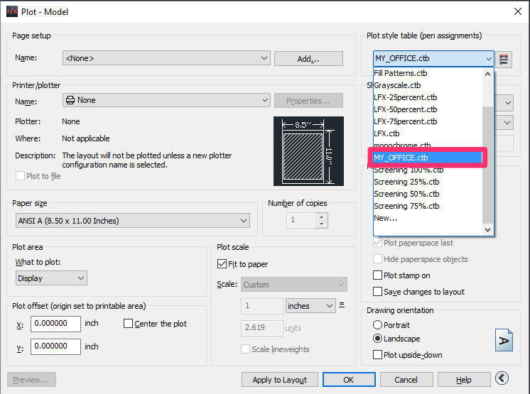 autocad plot style not working on xref