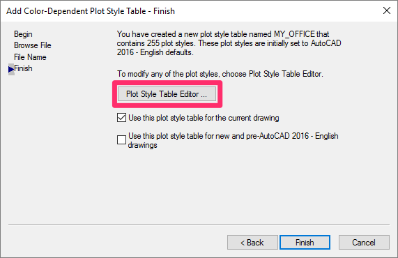 autocad plot style for 2016