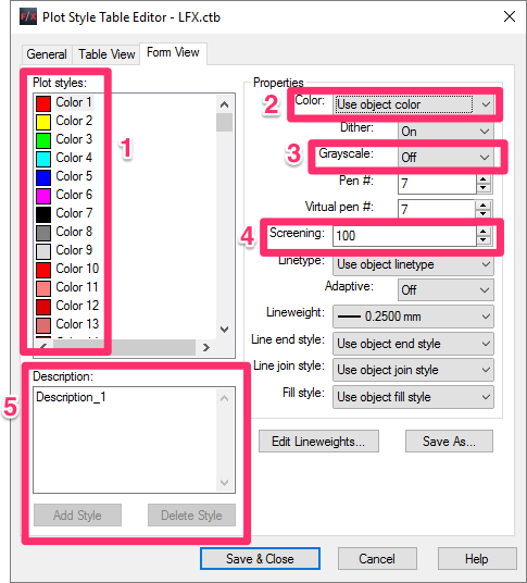 autocad plot style table lfx.ctb