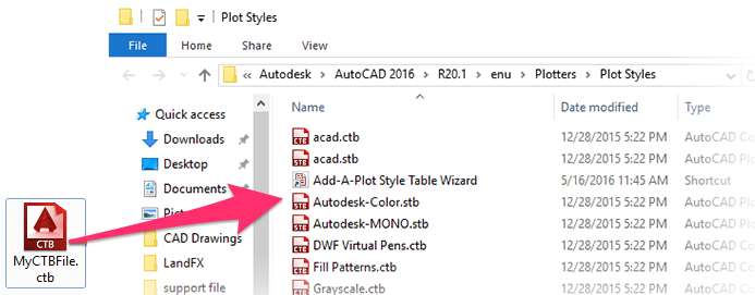 access autocad plot style location