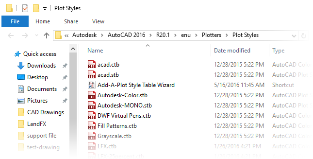 aia autocad plot style table