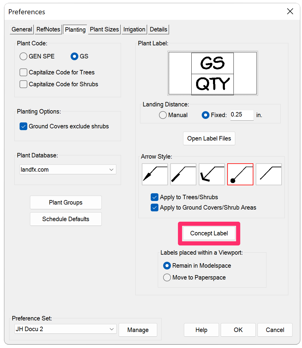 Concept Label button