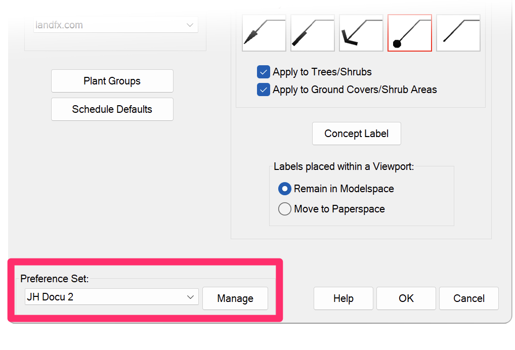 Preference Set options