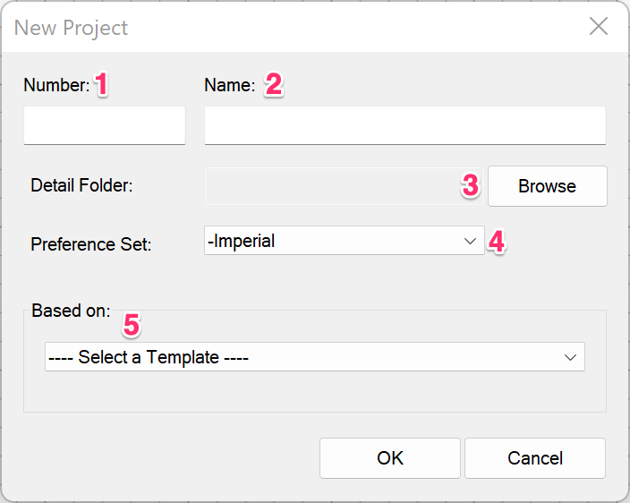 New Project dialog box, overview