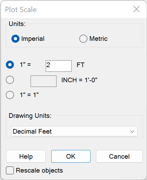 Plot Scale dialog box