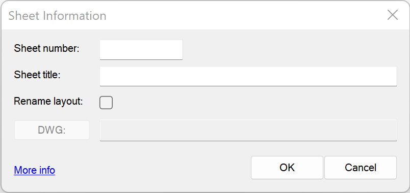 Sheet Information dialog box