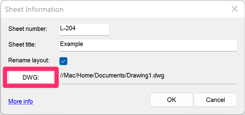 Associating a sheet with a new DWG