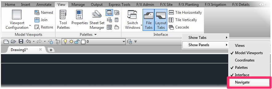 autocad mouse pan command