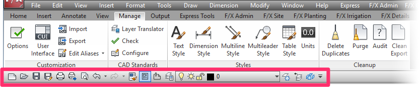 how to customize toolbar in autocad 2016