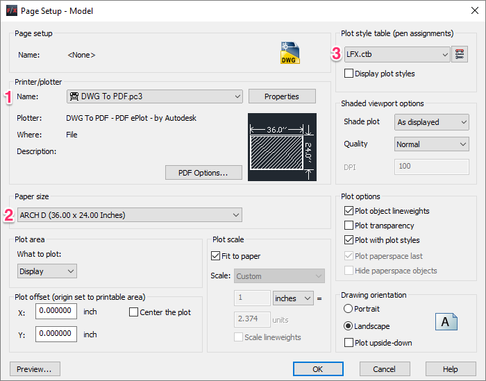 Page Setup dialog box, overview