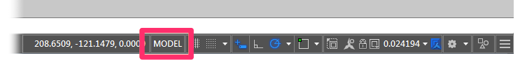 MODEL/PAPER toggle set to Model Space