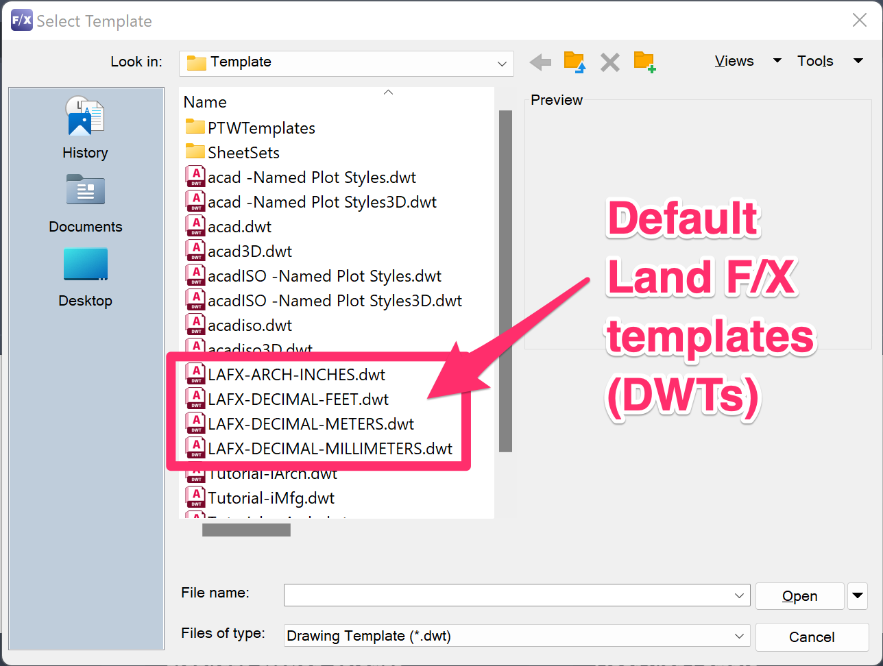 Default Land F/X templates