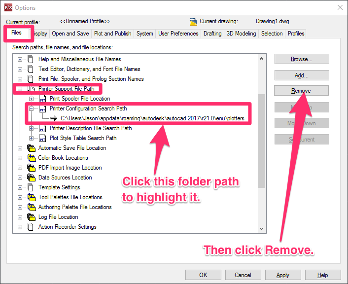 configuration file autocad