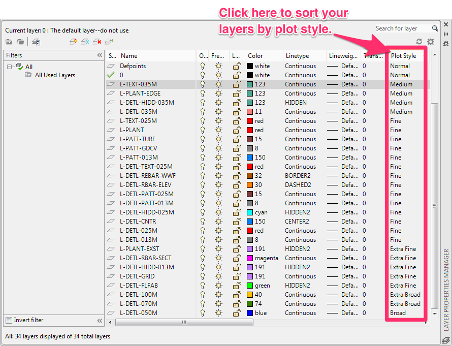 create autocad plot style from current layers