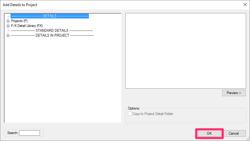 Add Details to Project dialog box