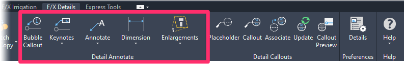 F/X Details ribbon, Detail Annotate pane