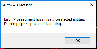 Error: Pipe segment has missing connected entities