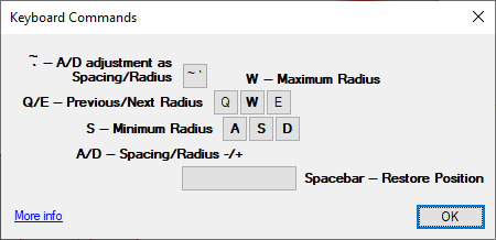 Keyboard commands for moving piped equipment