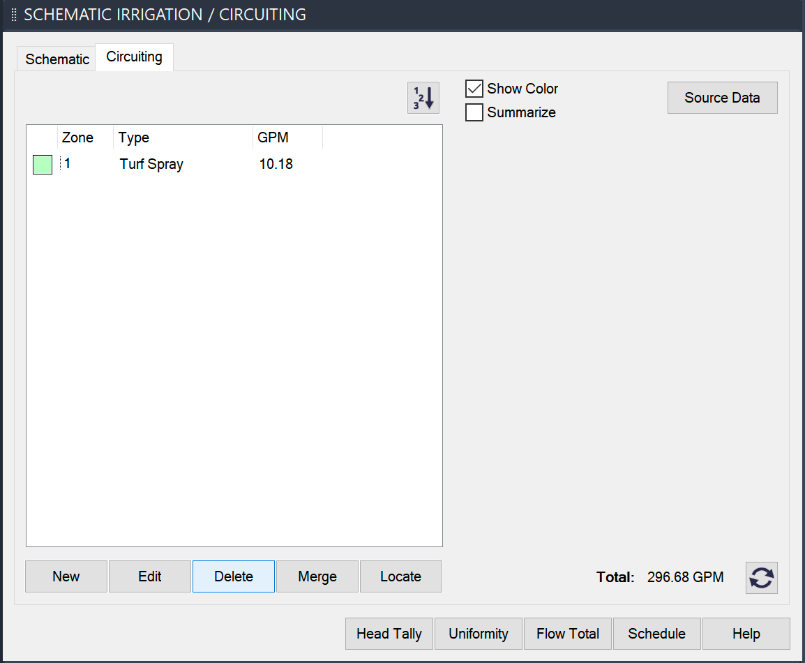 Zone appears in Circuiting Manager