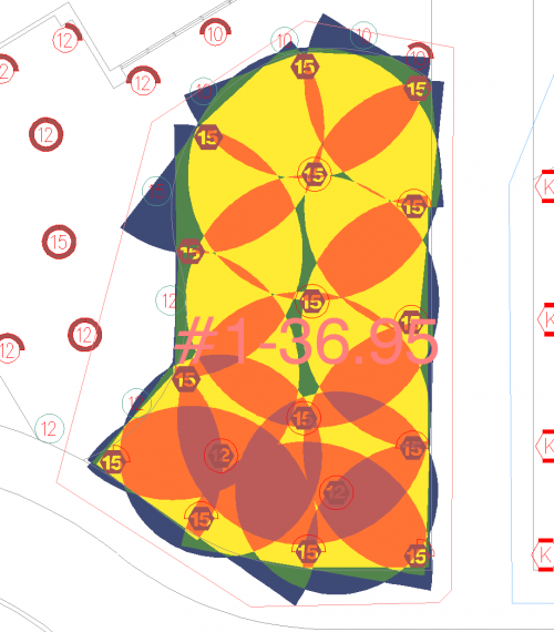 Example showing an irregularly shaped area with denser coverage at the lower interior area