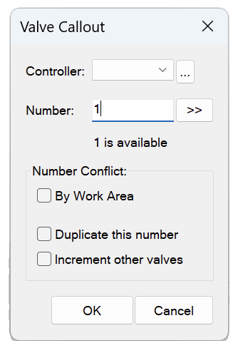 Updated Valve Callout dialog box