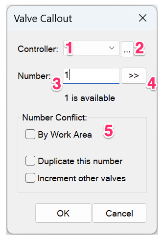 Valve Callout dialog box
