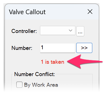 Valve number taken