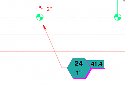 Callout arrow placed in center of valve, example