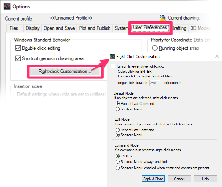 how to edit autocad right click menu