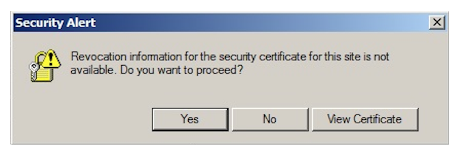 security alert certificate keeps popping up