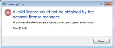 Error A Valid License Could Not Be Obtained By The Network