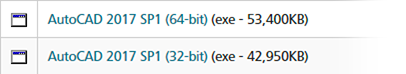 Click the correct AutoCAD 2017 SP1 version 