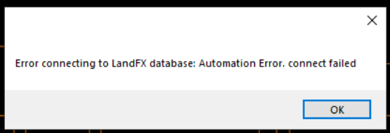 Error connecting to LandFX database