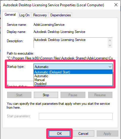 Properties dialog box