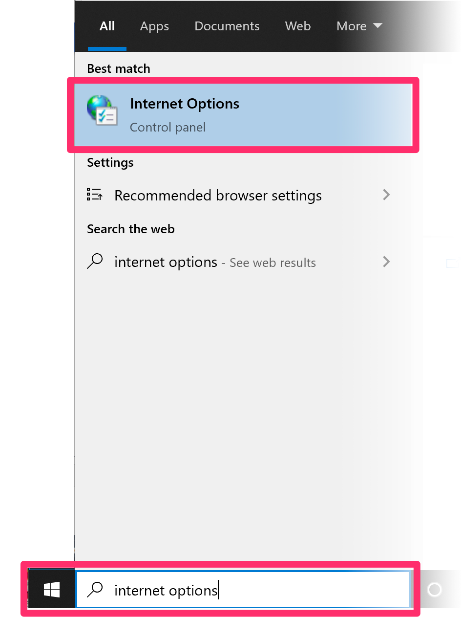 Internet Options