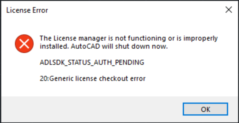 Adlsdk status auth pending. Ошибка лицензии Автокад. Autodesk ошибка лицензии. The License Manager is not functioning or is improperly installed AUTOCAD. AUTOCAD License Error.