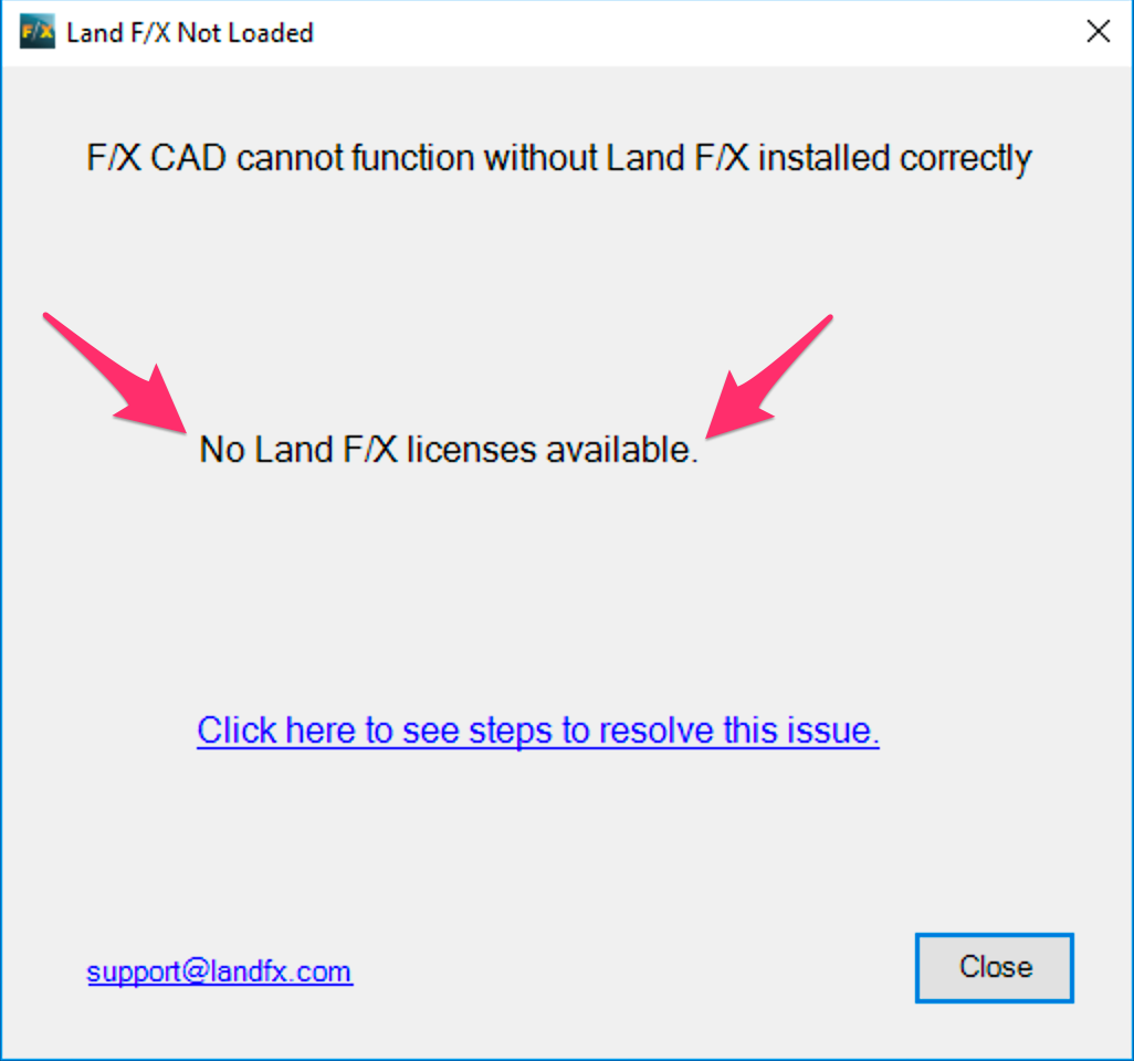 F/X CAD cannot function without Land F/X installed correctly