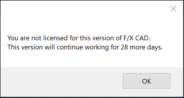 Error: You are not licensed for this version of F/X CAD