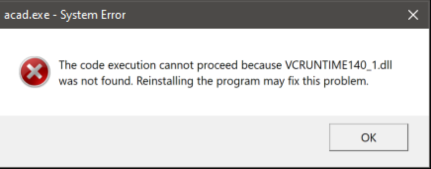 VCRUNTIME140_1.dll was not found