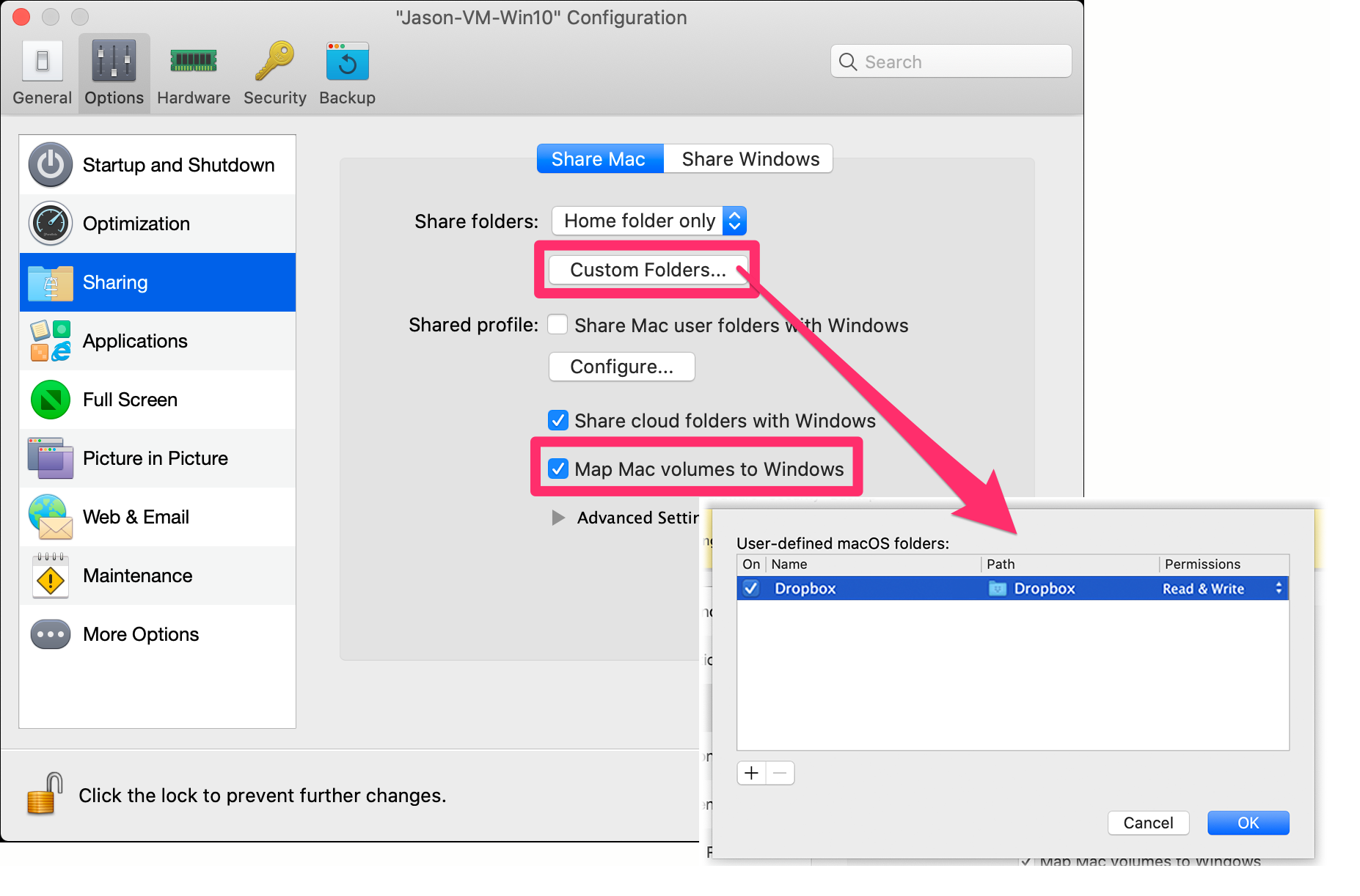 parallels windows cannot access mac