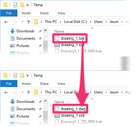 what is a bak file autocad