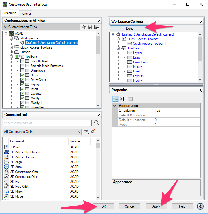 how to add toolbar in autocad 2016