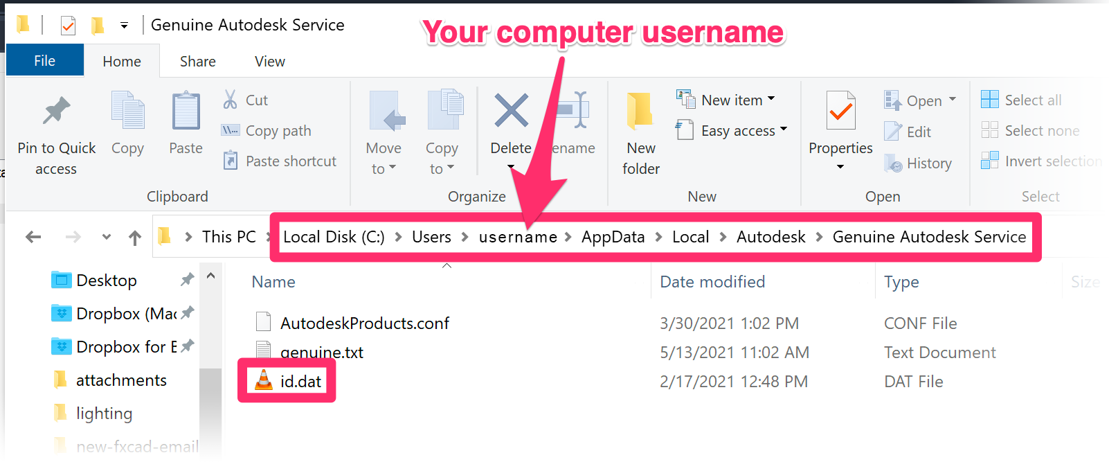 C:\Users\username\AppData\Local\Autodesk\Genuine Autodesk Service\id.dat
