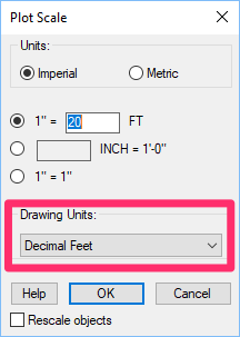 autocad change to architectural units