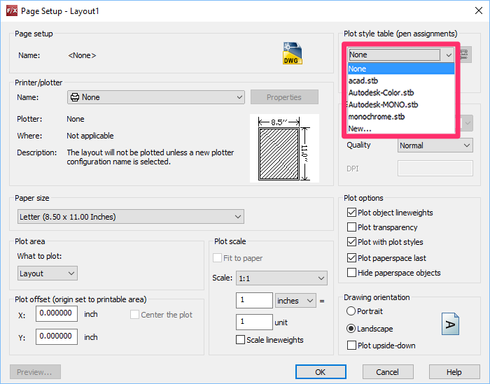 edit autocad plot style