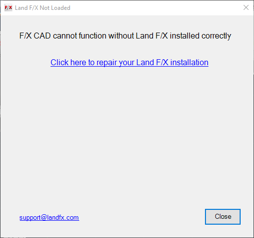 FX CAD Cannot Function without A Land FX License