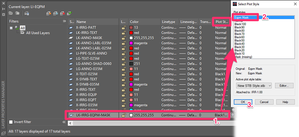 layer dialogue autocad plot style